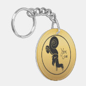 Odd Gold Ram Goat Chinees Jaar Zodiab Monogram K Sleutelhanger (Voorkant Links)