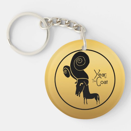 Odd Gold Ram Goat Chinees Jaar Zodiab Monogram K Sleutelhanger (Voorkant)