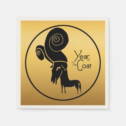 Odd Gold Ram Goat Chinees jaar Zodiapapier Napkin Servet (Voorkant)