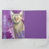 Odd-ogen Siamese kitten in roze Happy Birthday Kaart (Binnen)
