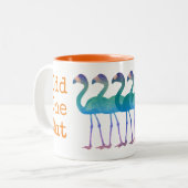 "Odd One Out" Flamingo Coffee Mok (Sinaasappel) (Voorkant links)