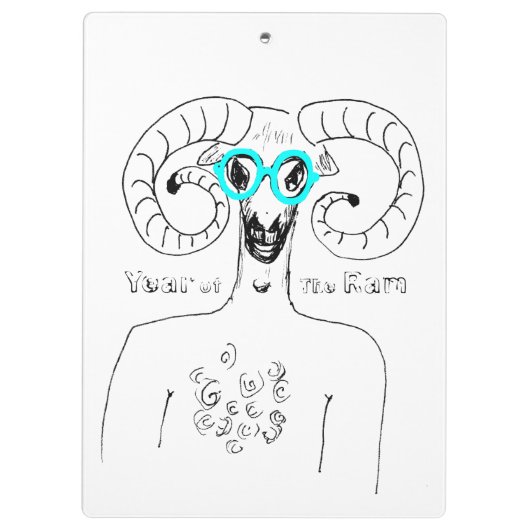 Odd Ram Aries Chinese Astrology Zodiac Cliboard Klembord (Achterkant)