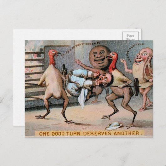 Odd Victoriaans kerstmis Briefkaart (Voorkant / Achterkant)