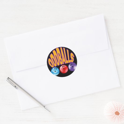 ODDBALLS - NAAM BOWLINGTEAM RONDE STICKER (Envelop)