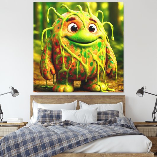 OddFriends beroemd gemaakt door Gooey Green Monste Canvas Afdruk (Insitu (Slaapkamer))