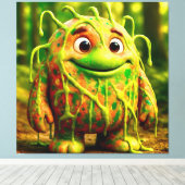 OddFriends beroemd gemaakt door Gooey Green Monste Canvas Afdruk (Insitu (Houten vloer))