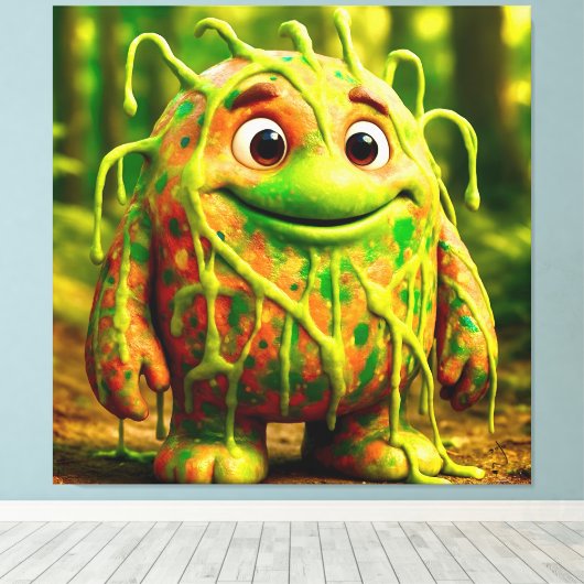 OddFriends beroemd gemaakt door Gooey Green Monste Canvas Afdruk (Insitu (Houten vloer))