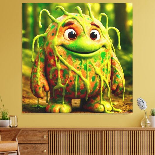 OddFriends beroemd gemaakt door Gooey Green Monste Canvas Afdruk (Insitu (Woonkamer))
