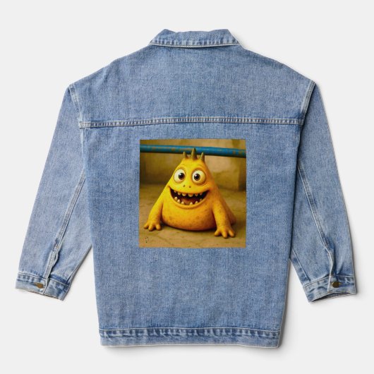 OddFriends beroemd gemaakt door Happy Yellow Monst Denim Jacket (Achterkant)