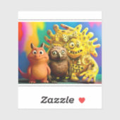 OddFriends - Kleurrijke Fantasy Creature Trio Canv Sticker (Vel)