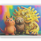 OddFriends - Kleurrijke Fantasy Creature Trio Canv Sticker (Voorkant)