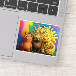 OddFriends - Kleurrijke Fantasy Creature Trio Canv Sticker