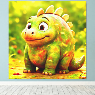 OddFriends - Schattige Poster van Chubby Dino Canvas Afdruk