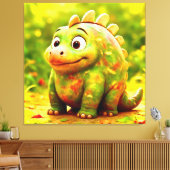 OddFriends - Schattige Poster van Chubby Dino Canvas Afdruk (Insitu (Woonkamer))