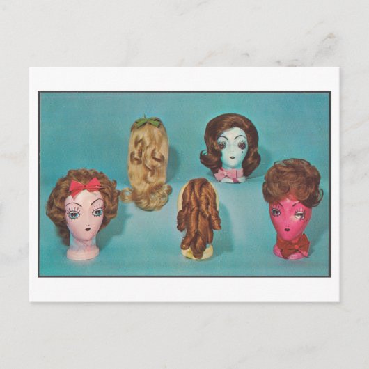  Oddity Mannequin hoofden met pruiken Briefkaart (Voorkant)