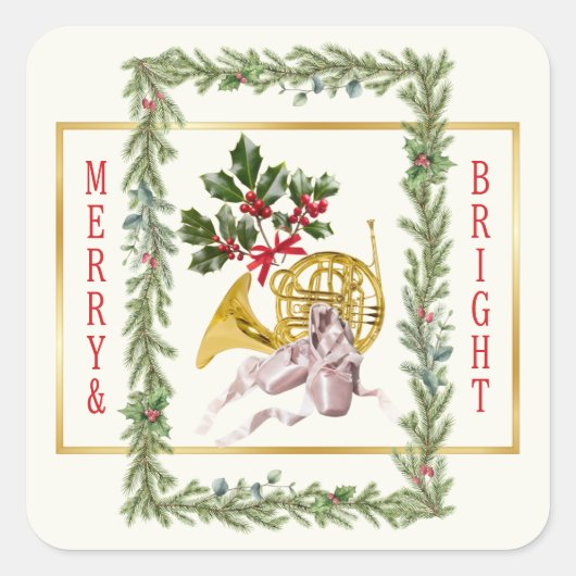 Ode aan de Notenkraker Ballet Guirlande Vierkante Sticker (Voorkant)