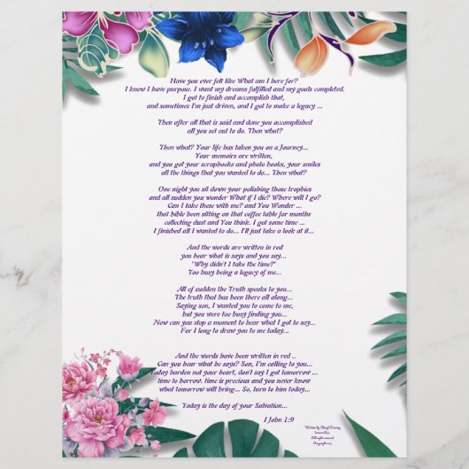 Ode aan een gepersonaliseerd papier voor het schri (Achterkant)