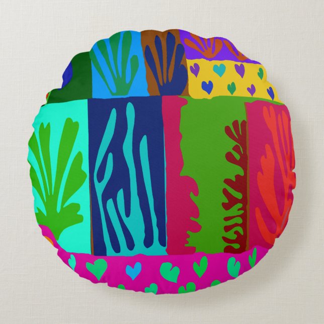 Ode aan Matisse Collage Rond Kussen (Voorkant)