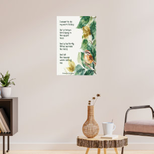 Ode aan Spring Poem met Brown Bird Wren Poster