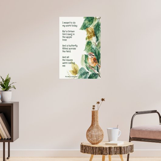 Ode aan Spring Poem met Brown Bird Wren Poster (Woonkamer 3)