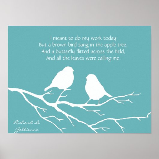 Ode aan Spring Poem met Little Bird Silhouette Poster (Voorkant)