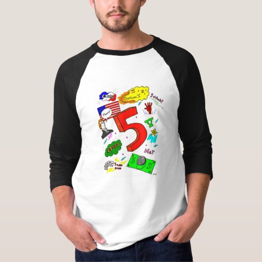 Ode aan Vijf Mannen Raglan T-Shirt (Voorkant)