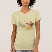 "Ode to Spring" Waterverf Natuur bruine vogel T-shirt (Voorkant)