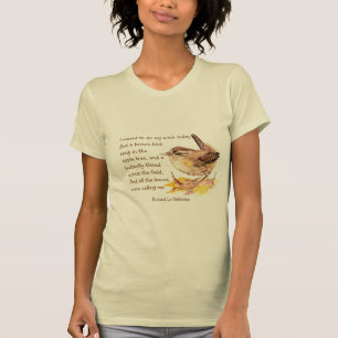 "Ode to Spring" Waterverf Natuur bruine vogel T-shirt