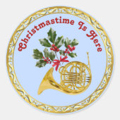 Ode to The Nutcracker Ballet Blue French Horn Ronde Sticker (Voorkant)