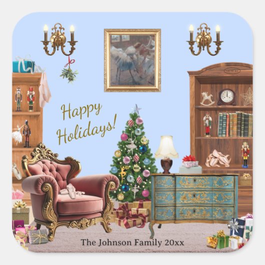 Ode to The Nutcracker Ballet Blue Vierkante Sticker (Voorkant)