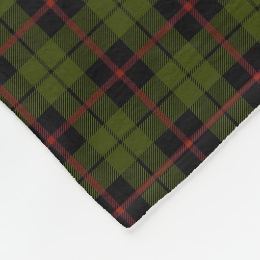 Odee leger groen geruite zwarte rode streep fleece deken (Hoek)