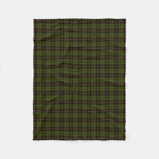 Odee leger groen plaid zwart sinaasappel streep fleece deken (Voorkant)