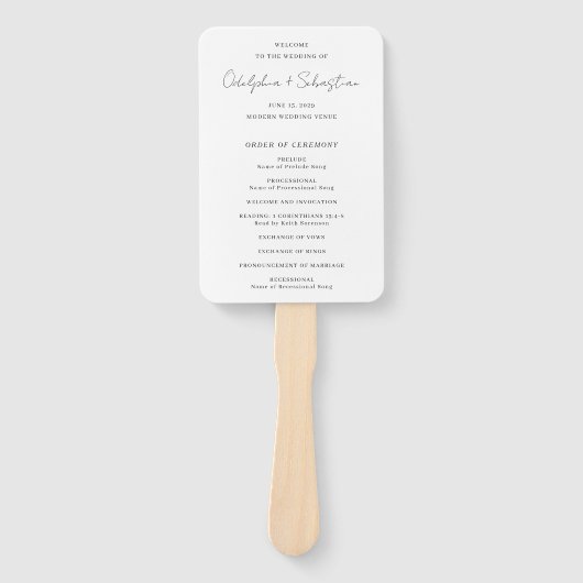 Odelphia Modern Script Elegant Wedding Program Handwaaier (Voorkant)