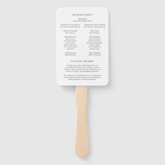 Odelphia Modern Script Elegant Wedding Program Handwaaier (Achterkant)