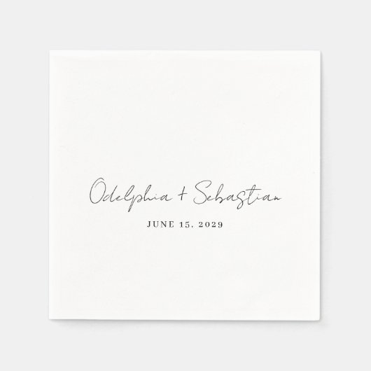 Odelphia Modern Script minimale elegante bruiloft Servet (Voorkant)