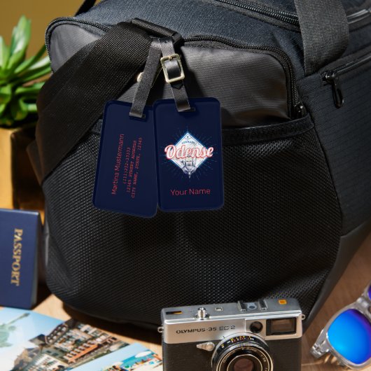 Odense City Denmark Retro Viking  Souvenir Bagagelabel (Voorkant /achterkant)