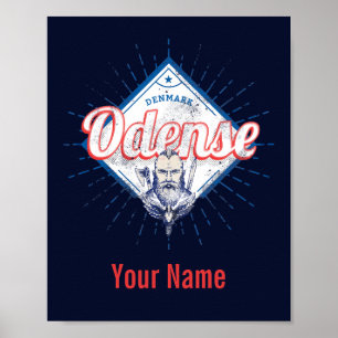 Odense City Denmark Retro Viking  Souvenir Poster