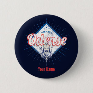 Odense City Denmark Retro Viking  Souvenir Ronde Button 5,7 Cm