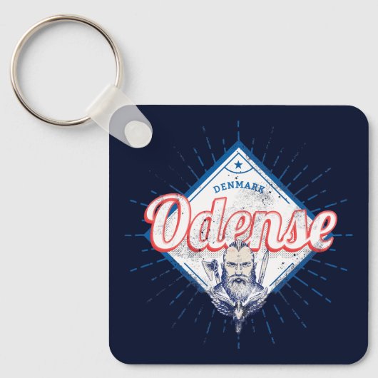 Odense City Denmark Retro Viking  Souvenir Sleutelhanger (Voorkant)
