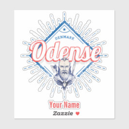 Odense City Denmark Retro Viking  Souvenir Sticker