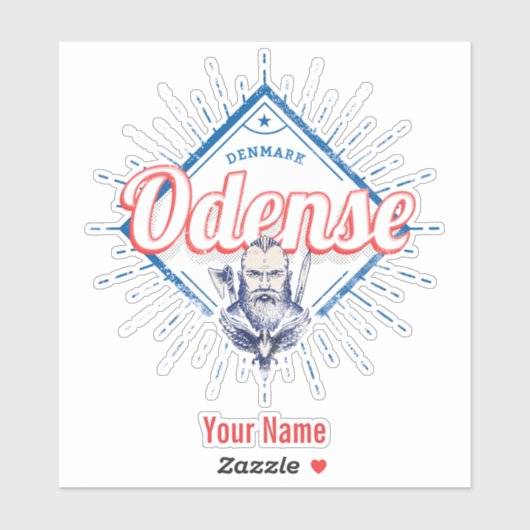 Odense City Denmark Retro Viking  Souvenir Sticker (Vel)