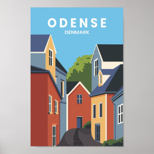 Odense Denemarken Beroemde Reisplaats Illustratie Poster