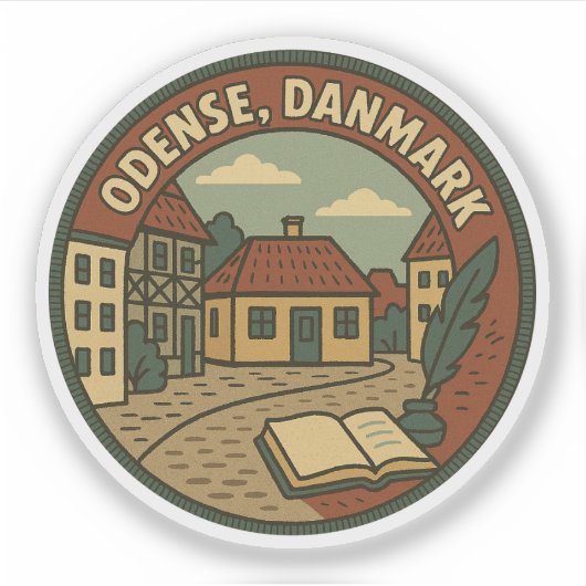 Odense Denemarken Literair Sticker (Voorkant)