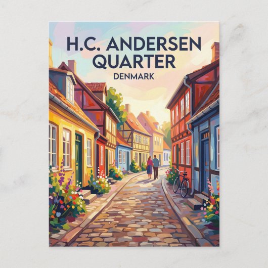 Odense H.C. Andersen Kwartier Denemarken Briefkaart (Voorkant)