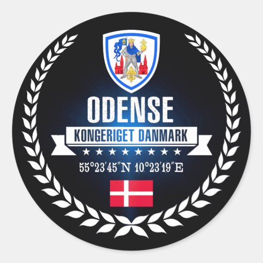 Odense Ronde Sticker (Voorkant)