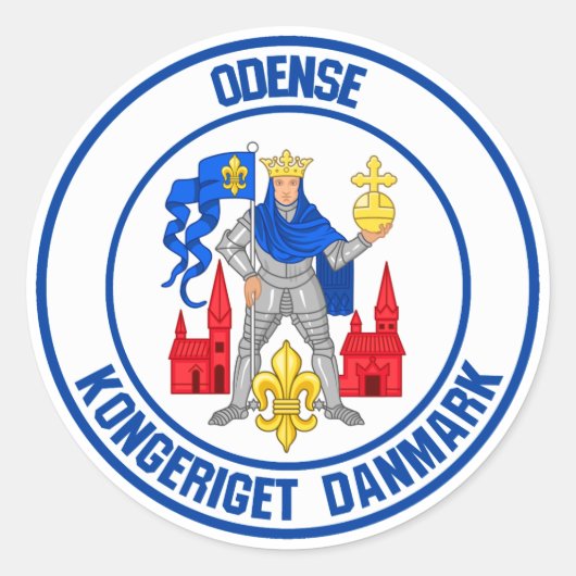 Odense Round Emblem Ronde Sticker (Voorkant)