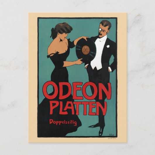 Odeon Platten Germany Vintage Poster 1900 Briefkaart (Voorkant)