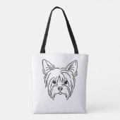 odern Yorkie Face Line Art  | Personalized Name Tote Bag (Achterkant)