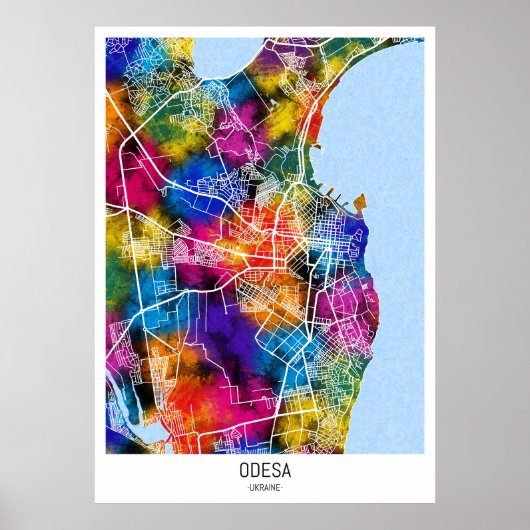 Odesa Oekraïne Stadsplattegrond Poster (Voorkant)