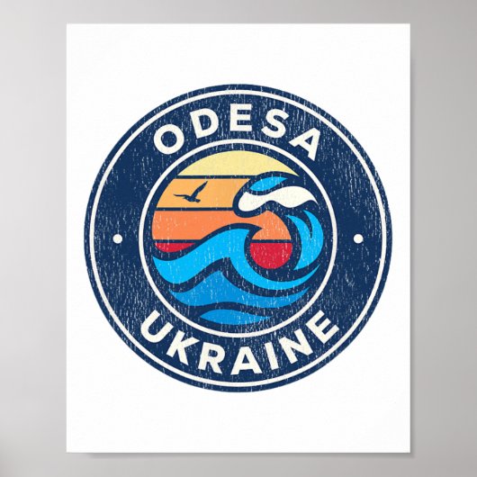 Odesa Oekraïne Vintage Zeevaartgolven Ontwerp Poster (Voorkant)
